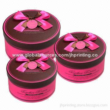 Cylinder Gift Box With Bowknot and Tag, Made of Art Paper and Stiff Cardboard, OEM Orders Accepted